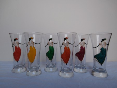 Verres pastis Arlésiennes multicolores  38e