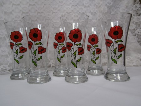 Verres pastis coquelicots fonds neutre .Existe en verres dégustation 35e