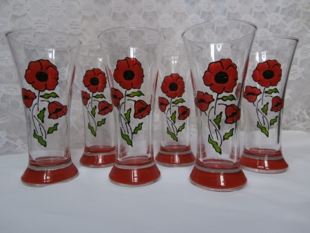 Verres pastis coquelicots fonds peints 38e