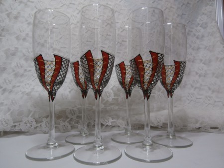 Flûtes à champagne "cabaret" rouge/noir. 42e